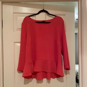 Ann Taylor Coral Ruffled Blouse